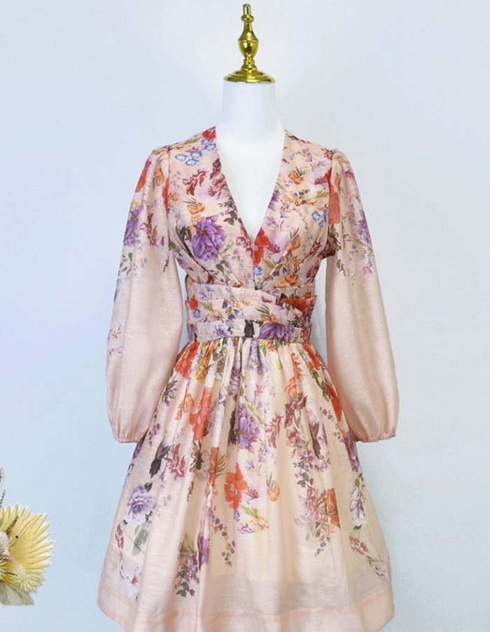 Sweet V-Neck Tunic Casual Mini Dress for Women Mesh Dress-GZYYKJ023