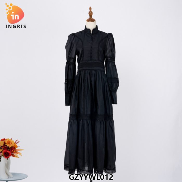 Droma Spring New Arrival Princess Puffed Sleeve Organza Casual Dress Women Black Fashion Dresses for Ladies-GZYYWL12