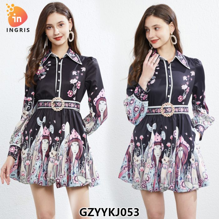 Woman Clothes Manufacturer Wholesale Fashion Apparel Elegant Vintage Lady Floral Evening Casual Dresses-GZYYKJ053