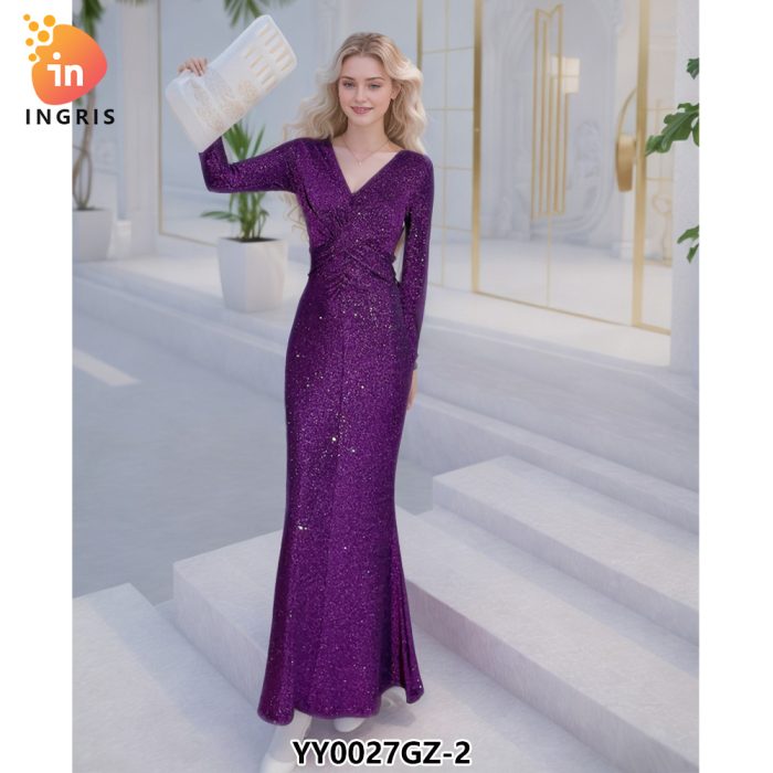Fashion Summer Evening Dresses Long Sleeves Formal Elegant Long Dresses Sequined Party Evening Night Dresses For Woman-YY0027GZ