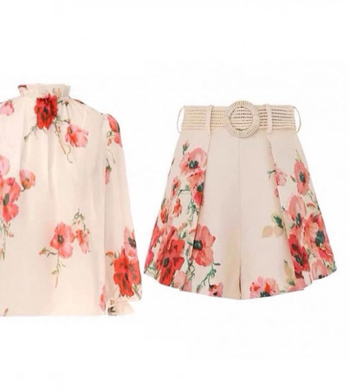 Early Autumn Australia Vintage Court Style Rose Print Eye-Catching Mini Dress in Stock-GZYYKJ089