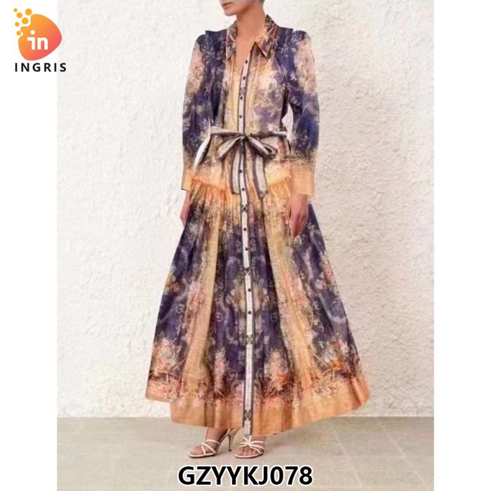 Spring new retro printed thin shirt