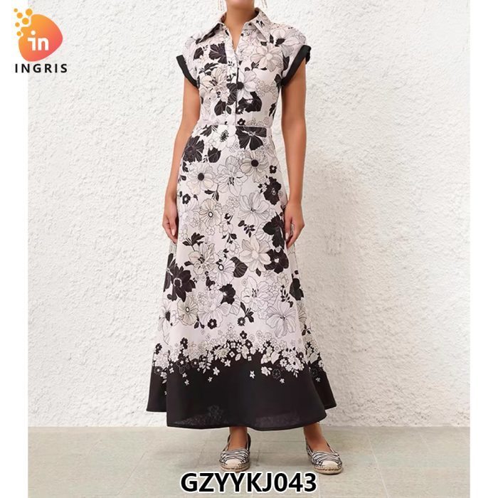 Spring Summer Breathable Elegant Style Print Fashion Casual Shirt Women Lady-GZYYKJ043
