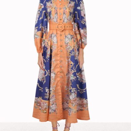 Autumn New Style Retro Printed Thin Shirt Elegant Skirt Fashion Women'S Temperament Suit Two-Piece Set-GZYYKJ051