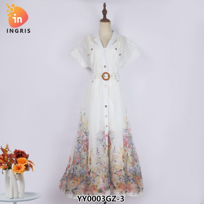 New Fashion Phoenix Flower Print Draped Sweater Mid-length Women Cotton Kimono Cover up-YY0003GZ