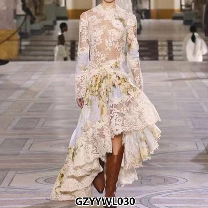 Best quality water-soluble embroidery hollow flower French lace irregular embroidery skirt-GZYYWL030