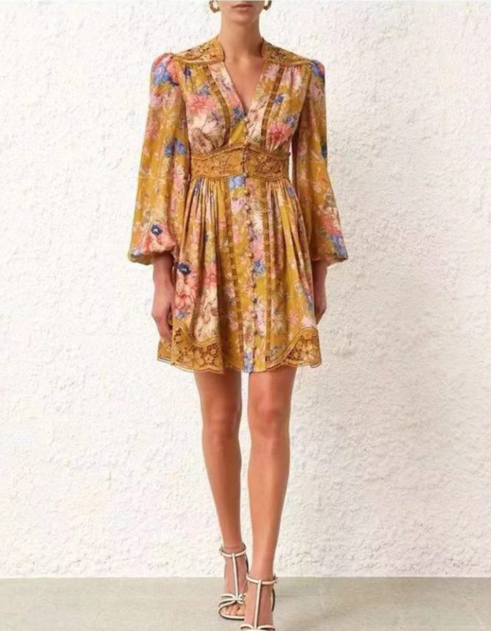 Wholesale New Fashion Sexy Ladies V-neck Long Sleeve Women Dresses-GZYYKJ063