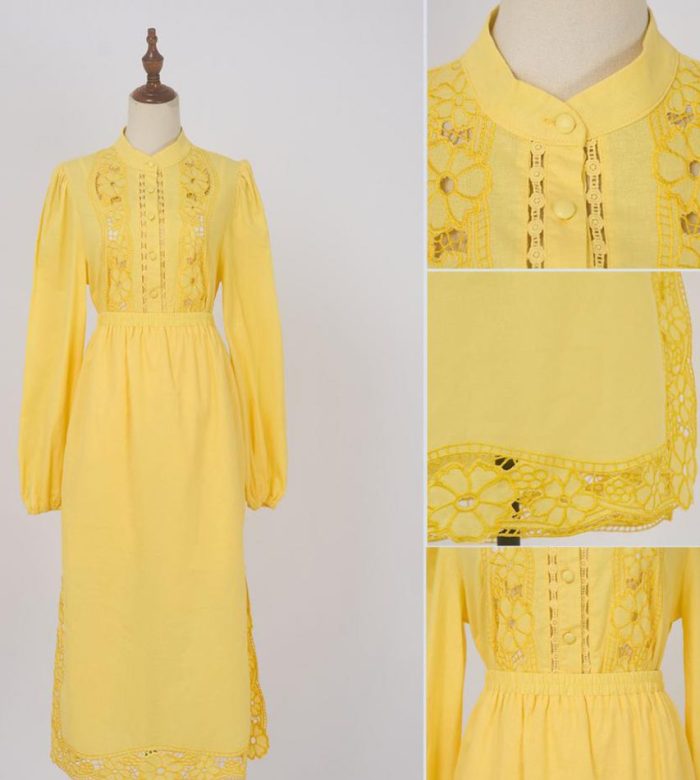 New Fashion Casual High-End Retro Printed Puff Sleeve Stand Collar Party Clothing Women's Sexy Long Dress Elegant-GZYYWL033