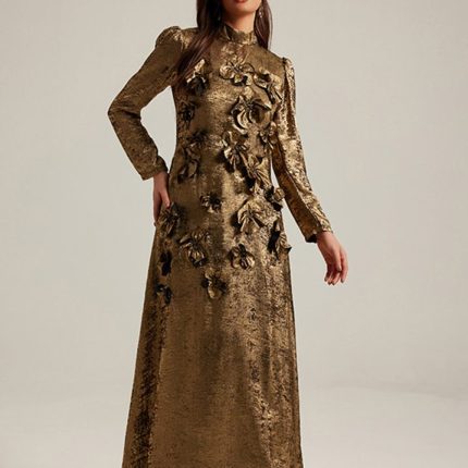 Fashion Design Glossy Three-Dimensional Flower Middle East Dubai Arab Lady Long Dress-YY0039GZ