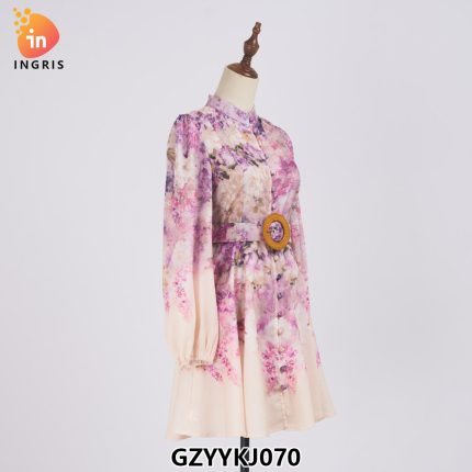 Retro Palace Fashion Printed Set Women's Lace Splicing Collar Shirt High Waist Wide Leg Shorts Two Piece Set-GZYYKJ070