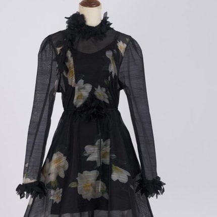Autumn Ladies Holiday Style Dress New Design Vacation Pleated Floral Print Puff Sleeve Ladies Casual Dress for Women-GZYYWL062