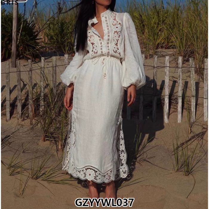 Basics 2 Piece Set for Women O-Neck Top and High Waist Slim Lace Skirts Set Clothing Wholesale-GZYYWL037