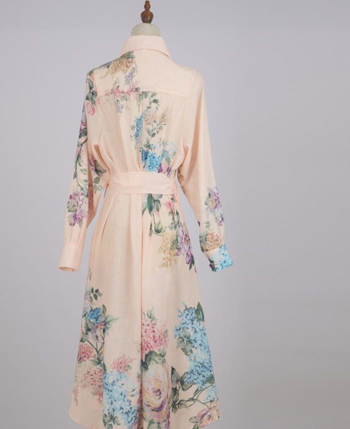 New Fashion Summer Linen Shirt Dress Casual Retro Casual Chic New Style Ladies Chic Dress-GZYYKJ037