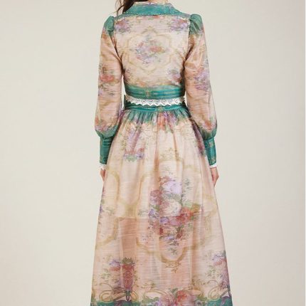 Spring new retro printed thin shirt, elegant skirt, fashionable and feminine suit, two-piece set-GZYYKJ34