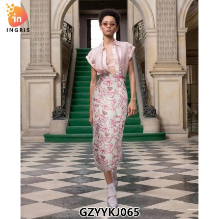 Light Luxury Retro Dress Women's Short Sleeve Printed A-line Medium Length Shirt Casual Dress Summer New-GZYYKJ065