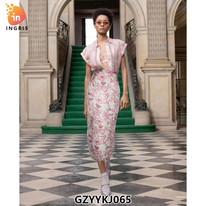 Light Luxury Retro Dress Women's Short Sleeve Printed A-line Medium Length Shirt Casual Dress Summer New-GZYYKJ065