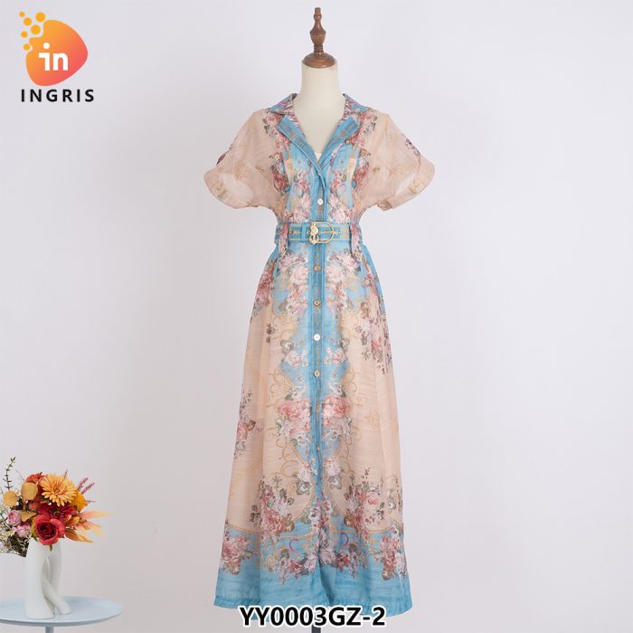 New Fashion Phoenix Flower Print Draped Sweater Mid-length Women Cotton Kimono Cover up-YY0003GZ