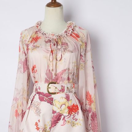 High Quality Designer Retro Print Long Sleeve Dresses Maxi Dress-YY0061GZ