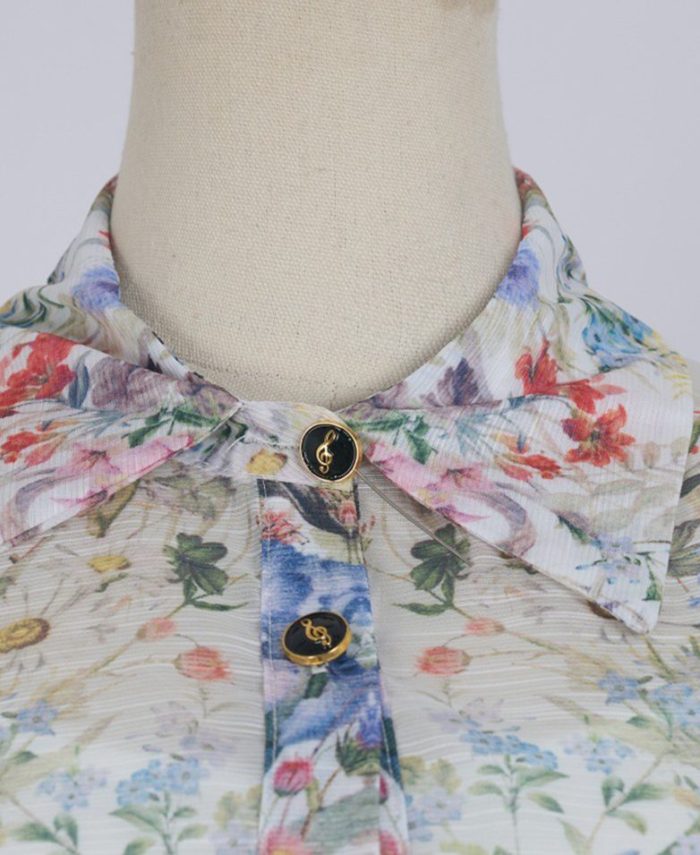New Arab Women's Digital Print Mid-waist Dress Muslim Fashion Lantern Sleeve Lapel Robe-YY0014GZ