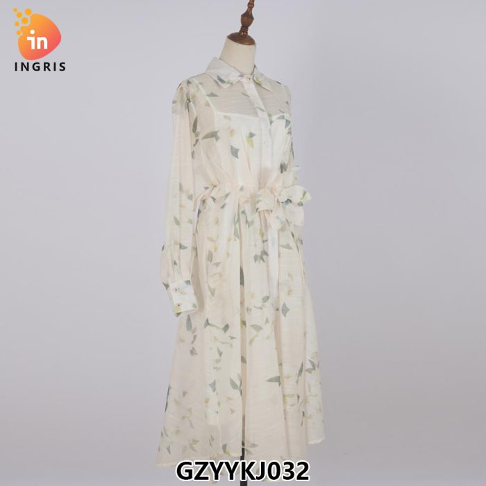 Style First love Skirt French Retro Girl Print Lantern Sleeve Dress fairy Dress-GZYYKJ032