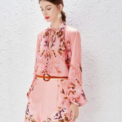 New Temperament Lace-up Lantern Sleeve Shirt and High Waist Shorts Fashion Set for Women-GZYYKJ041
