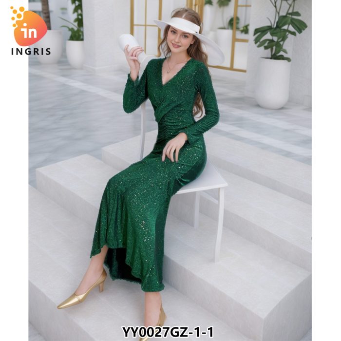 Fashion Summer Evening Dresses Long Sleeves Formal Elegant Long Dresses Sequined Party Evening Night Dresses For Woman-YY0027GZ