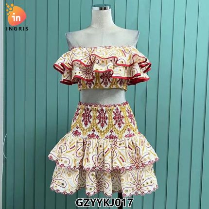 New Arrival Women French Style Short Top High Waist Short Skirt Sexy Two Piece Suit Outfits-GZYYYKJ017
