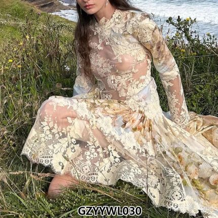 Best quality water-soluble embroidery hollow flower French lace irregular embroidery skirt-GZYYWL030