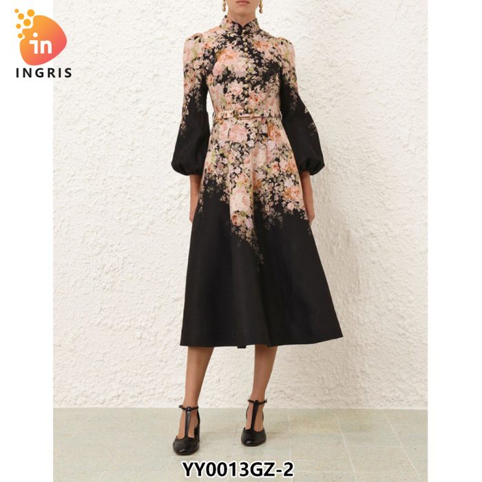 Embroidery Hollow High-end in Stock Sales 2021 New Woman Clothes Wholesale Fashion Apparel Elegant Club Party Floral Dress-YY0013GZ