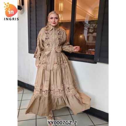 New Australian Niche Refined Handmade Lace Stitching Solid Color Personalized Shirt Top + High Waist Long Swing Skirt Set-YY0007GZ