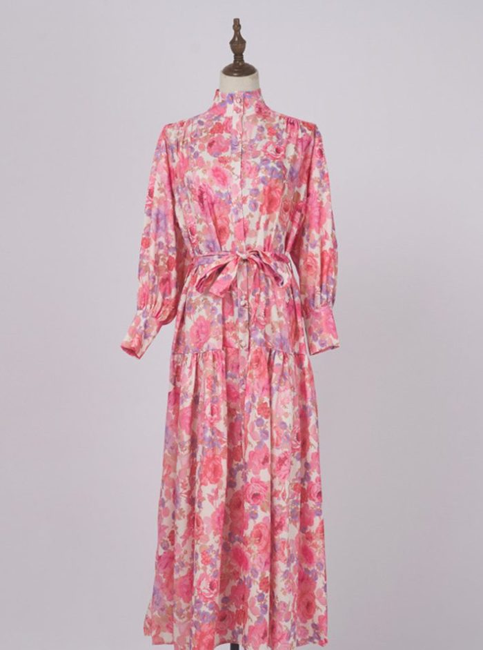 Leisure Women's Plus Size Spring New Sweet Printed Dress With Fluffy Sleeves Long Dress-YY0038GZ