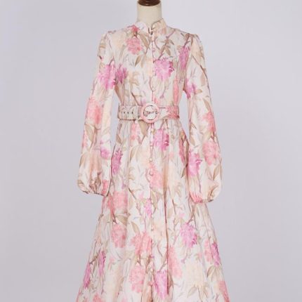 Hot Sell Dubai Style Floral Maxi Dress Long Sleeve Fashion Muslim Abaya Dresses Modern Islamic Clothing for Women-GZYYKJ040