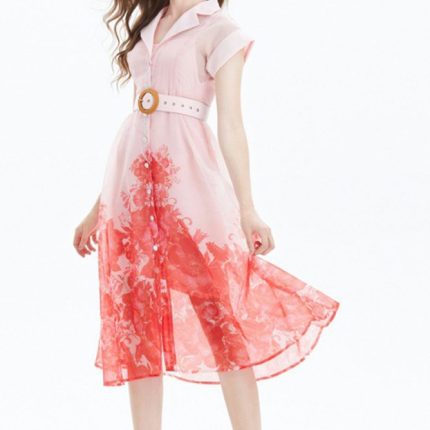 Women Summer New Chic Fashion Printed Shirt Dress Vintage Sleeveless Female Dresses Robe Mujer-GZYYKJ075