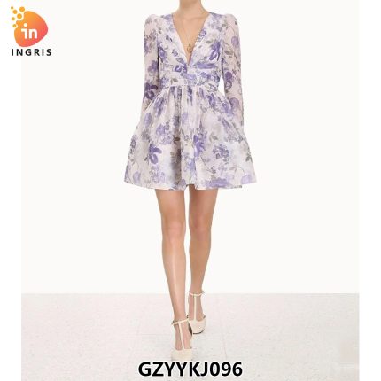 Sexy Women Clothing New Loose Deep V Waist Decorations Ruffled Mesh Dress-GZYYKJ096