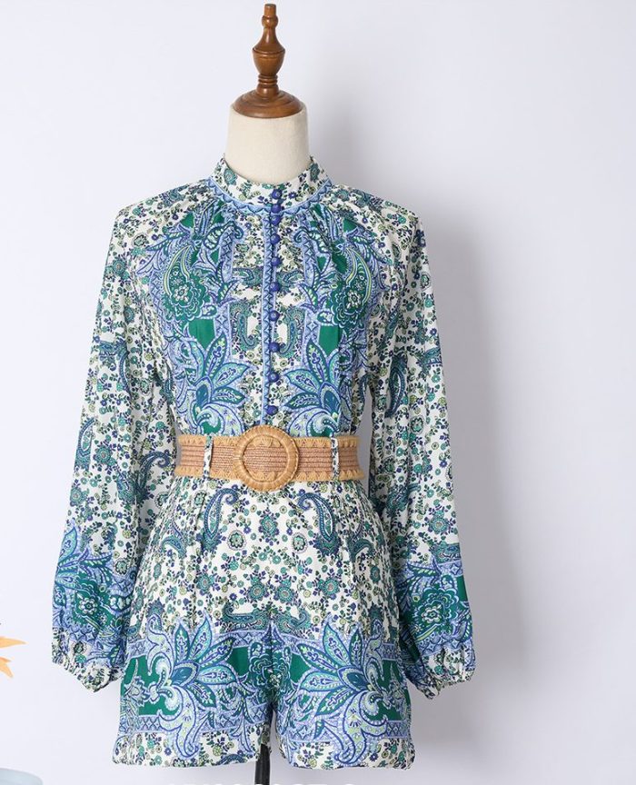 High Quality Designer Retro Print Long Sleeve Dresses Maxi Dress-YY0061GZ