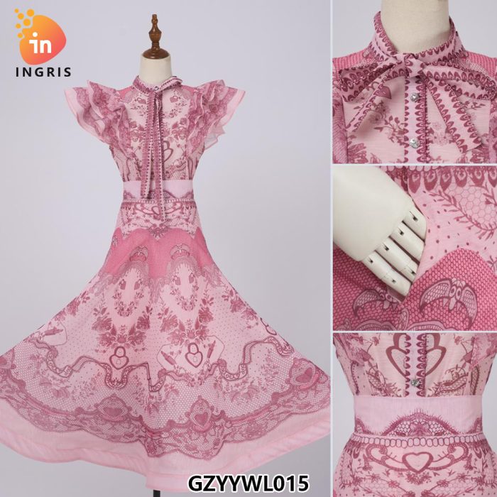 African lace fabric with gemstones and beads women's dress-GZYYWL015