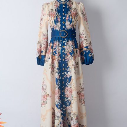 Autumn New Style Retro Printed Thin Shirt Elegant Skirt Fashion Women'S Temperament Suit Two-Piece Set-YY0065GZ