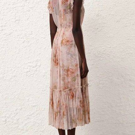 Trendy Brand Temperament Elegant Dresses Spring New Stand Collar Sleeveless Pleated Layered Irregular Dress-GZYYWL028