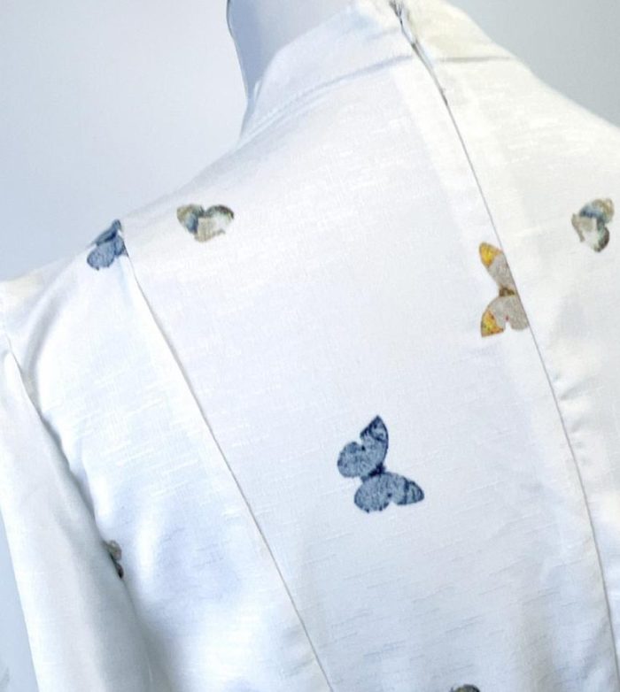 Spring Autumn Elegant Stand Collar Bubble Sleeve Single Breasted Printed Women Dress-YY0045.99GZ
