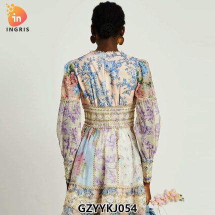 Floral Shirt Top + Lace Stitching High Waist Short Skirt Set-GZYYKJ054