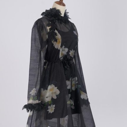 Autumn Ladies Holiday Style Dress New Design Vacation Pleated Floral Print Puff Sleeve Ladies Casual Dress for Women-GZYYWL062