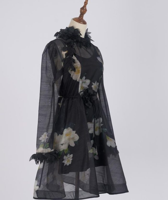 Autumn Ladies Holiday Style Dress New Design Vacation Pleated Floral Print Puff Sleeve Ladies Casual Dress for Women-GZYYWL062