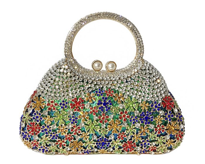 Ada - Multi-Color Floral Crystal Embellished Evening Handbag