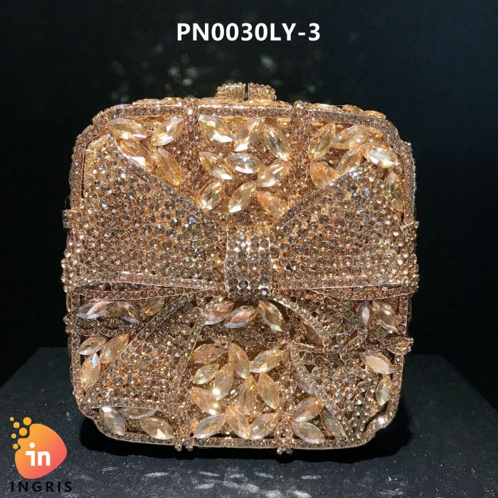 Adora - Crystal Bow and Floral Embellished Evening Clutch