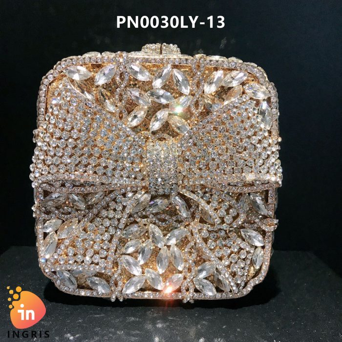 Adora - Crystal Bow and Floral Embellished Evening Clutch