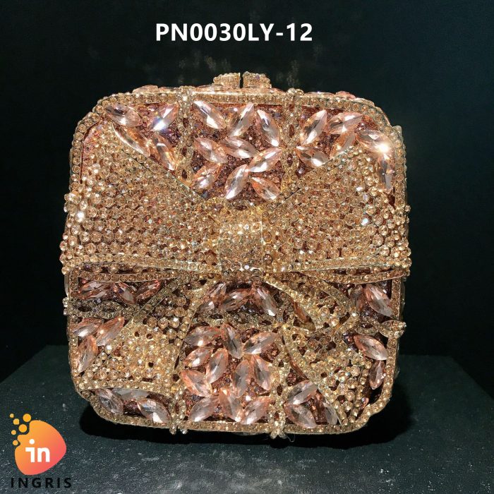 Adora - Crystal Bow and Floral Embellished Evening Clutch