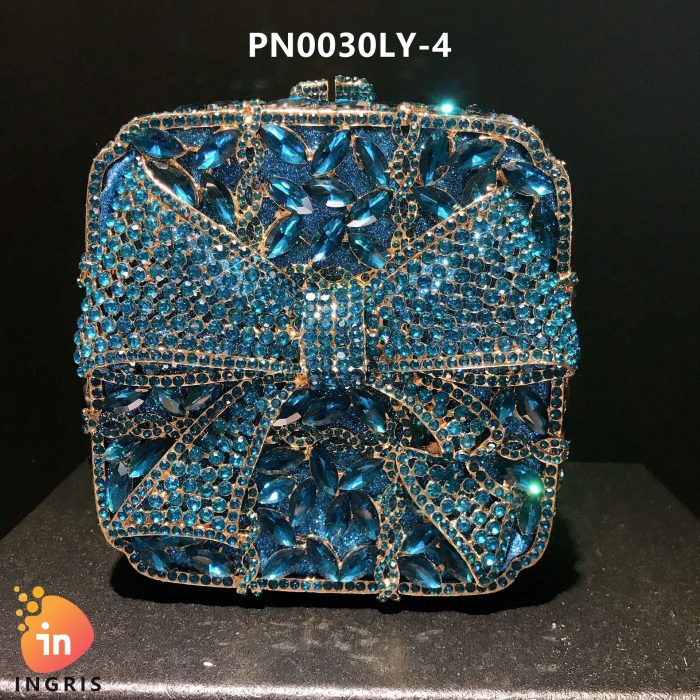 Adora - Crystal Bow and Floral Embellished Evening Clutch