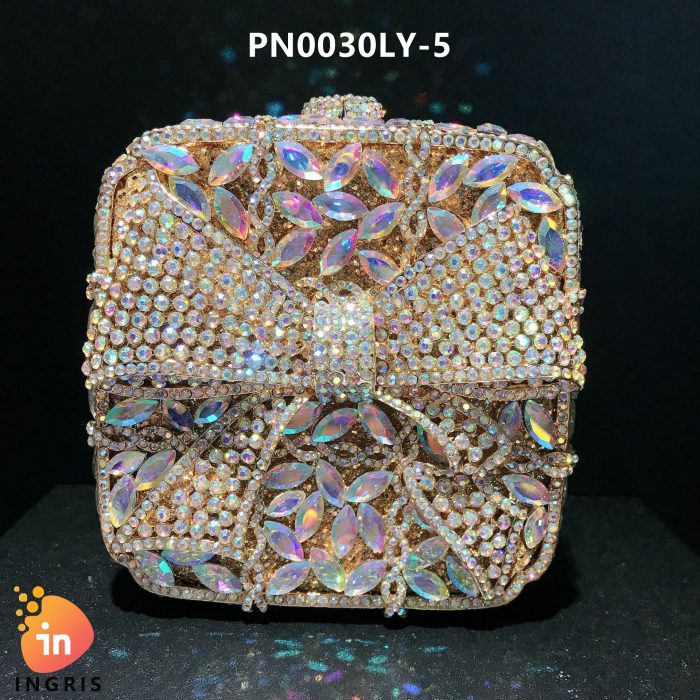 Adora - Crystal Bow and Floral Embellished Evening Clutch