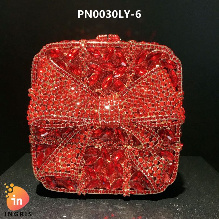 Adora - Crystal Bow and Floral Embellished Evening Clutch