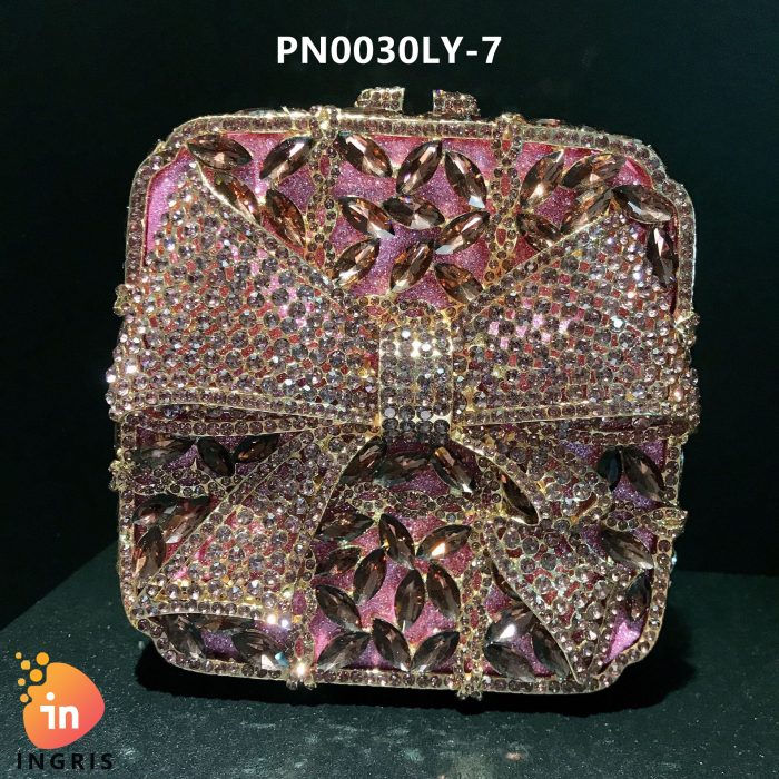 Adora - Crystal Bow and Floral Embellished Evening Clutch